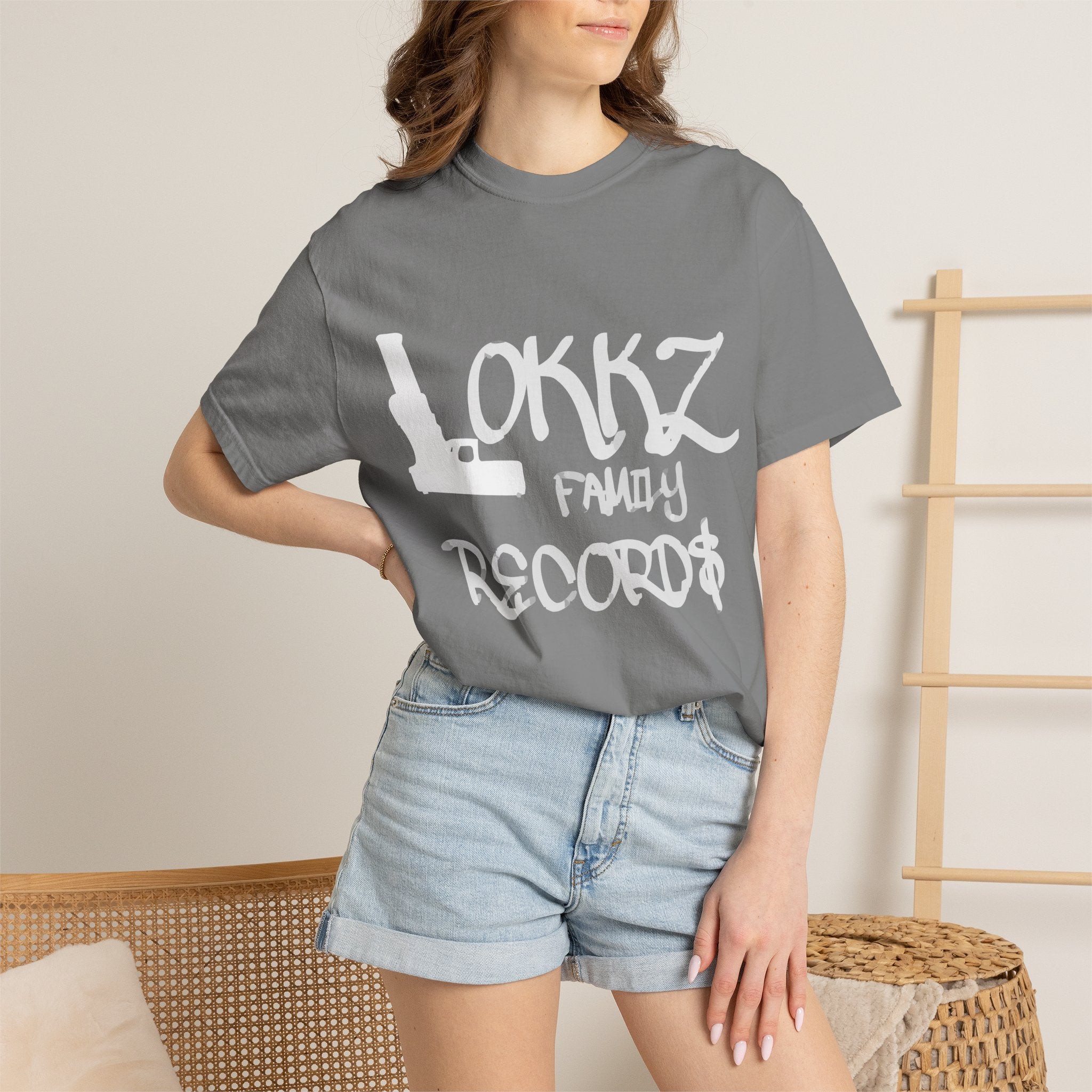 Record Label T-Shirt — "LOKKZ Family Records" Vintage Garment-Dyed Tee