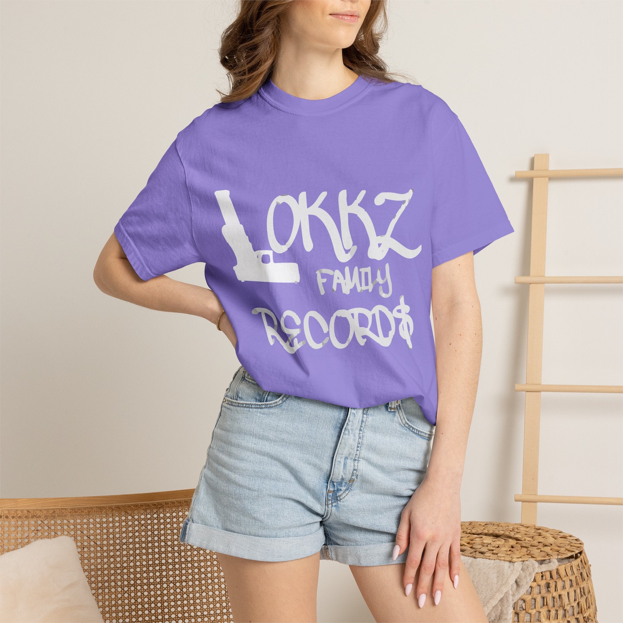 Record Label T-Shirt — "LOKKZ Family Records" Vintage Garment-Dyed Tee