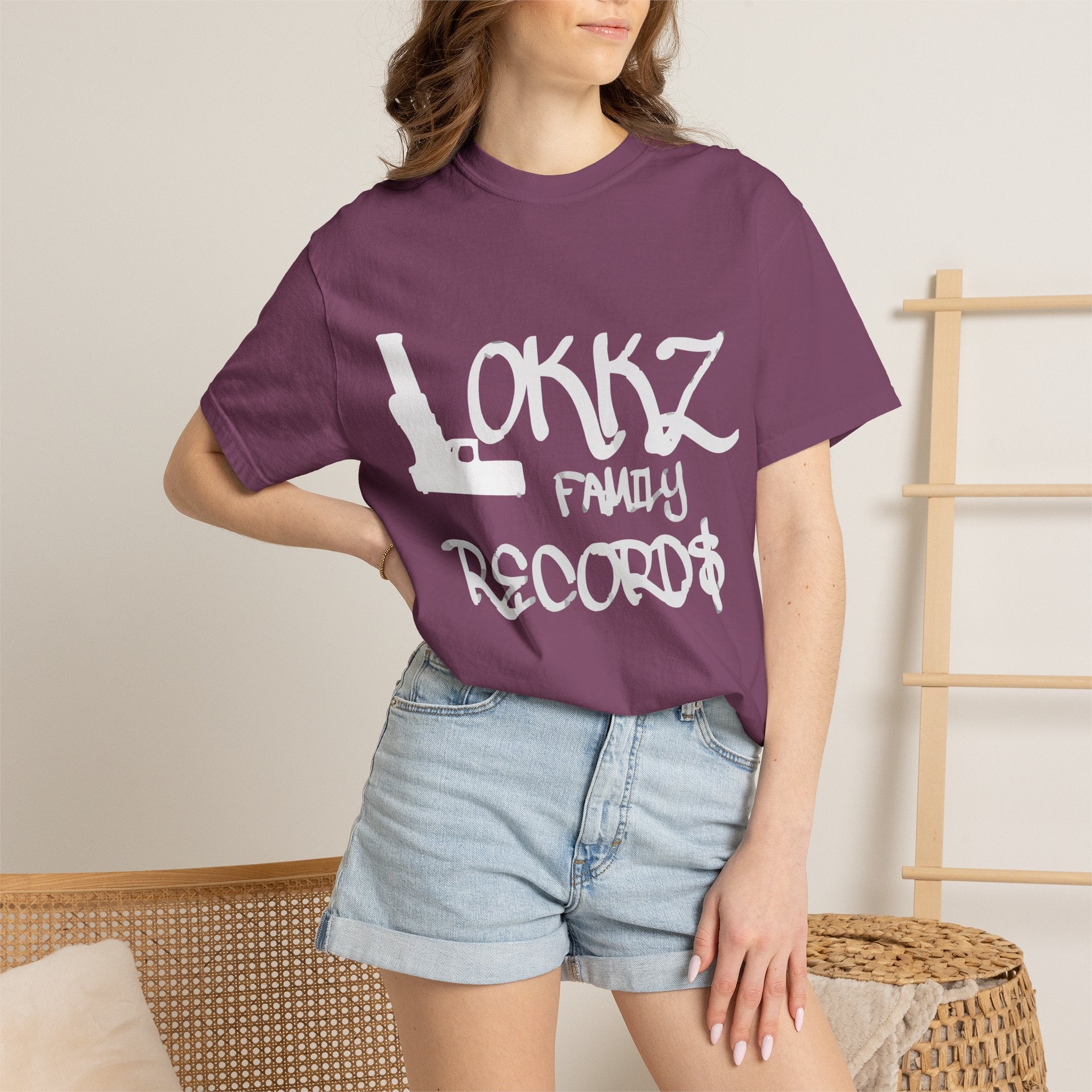 Record Label T-Shirt — "LOKKZ Family Records" Vintage Garment-Dyed Tee